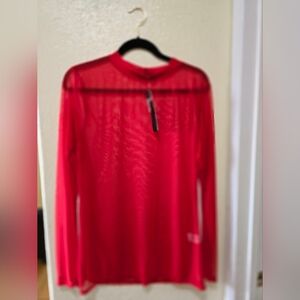 Lucky & Blessed Red Sheer Mesh Top